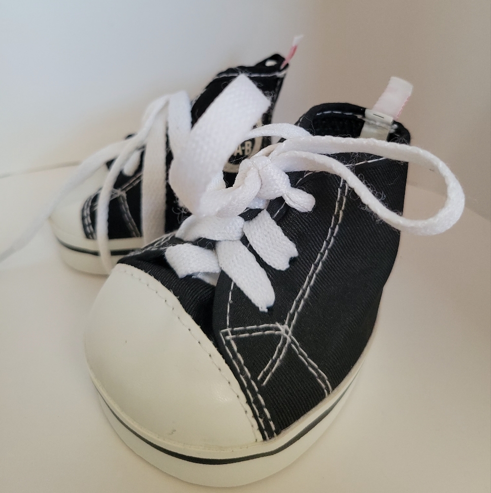 BUILD A BEAR Workshop Black White High Top Lace Up Converse Style Soft Sneaker